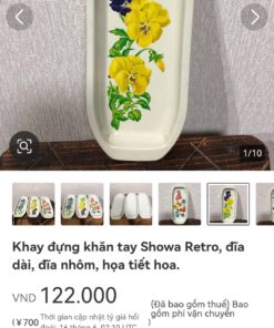 Bộ 4 khay thép tráng men Nhật Bản hoạ tiết hoa lá